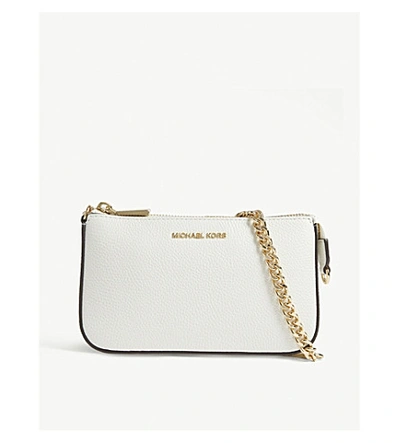 Michael Michael Kors Textured Leather Chain Wallet In Optic White