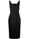 Dolce & Gabbana Dutchess Satin Midi Dress In Black