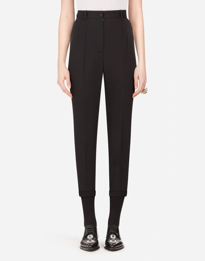 Dolce & Gabbana High-waisted Wool Pants With Contrasting Band