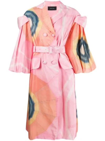 Simone Rocha Patchwork Floral Trench Coat In Pink