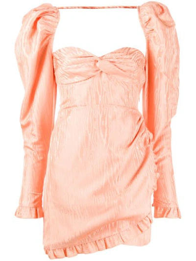 Alessandra Rich Moire Jacquard Mini Dress In Peach