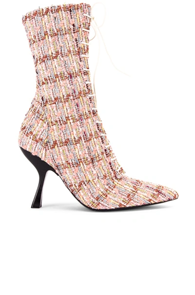 Brock Collection Multi-colored Tweed Lace-up Boots In Pink