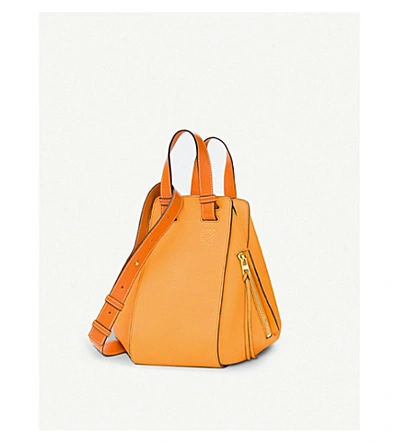 Loewe Hammock Small Leather Shoulder Bag In Apricot/orange