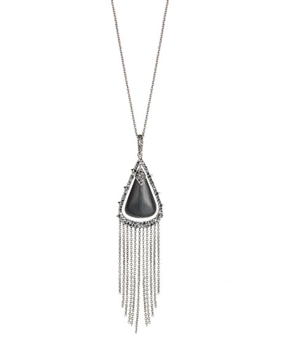 Alexis Bittar Crystal Capped Tassel Chain Necklace In Black