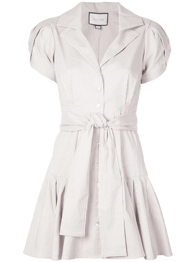 Alexis Haylee Striped Shirt Dress W/ Belt In Beige