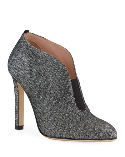 Sjp By Sarah Jessica Parker Trois Glitter Slip-on Booties In Net Metal Anthrac
