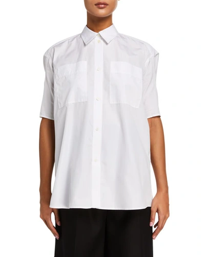 Nina Ricci Puff-sleeve Poplin Button-front Shirt In White