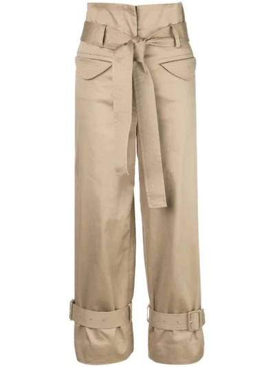 Alexis Vicente High-rise Belted Cargo Trousers In Brown