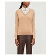 Joseph Brand-embroidered V-neck Wool Jumper In Pink