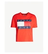 Tommy Jeans Logo-print Cotton-jersey T-shirt In Flame Scarlet