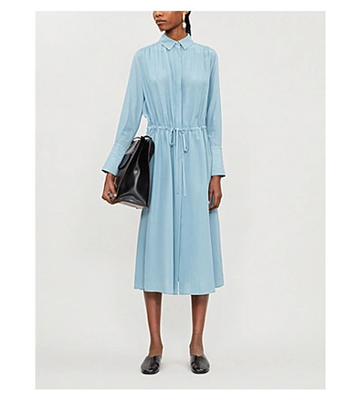 evie silk midi dress Evie Silk Midi Dress in Bohemia Spot Deep Navy