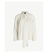 Theory Tie-scarf Silk-crepe Blouse In Ivory