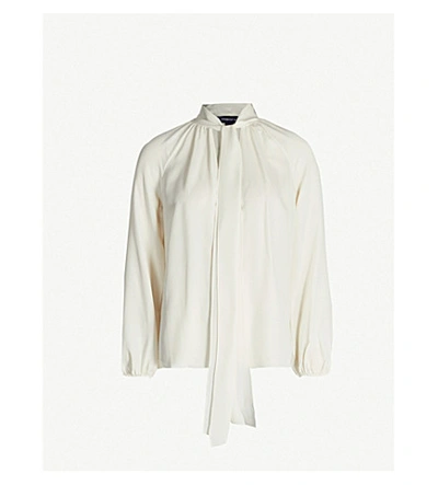 Theory Tie-scarf Silk-crepe Blouse In Ivory