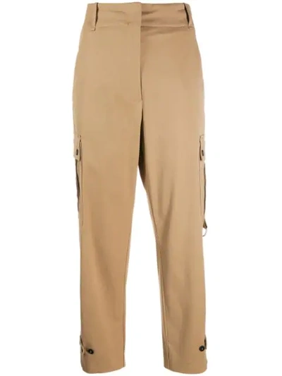 Pinko Tender Trousers Cropped High-rise Tapered Crepe Trousers In Neutrals