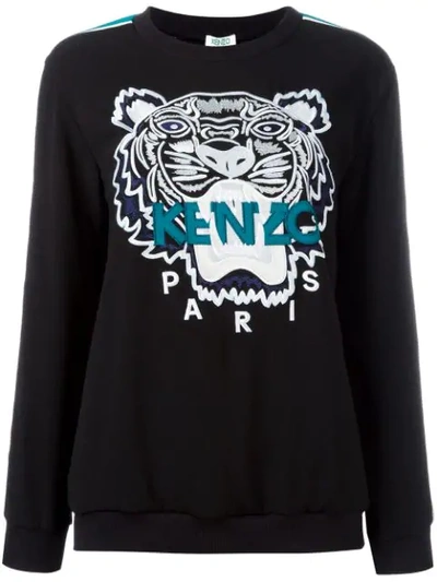 Kenzo Embroidered Tiger Icon Track Sweatshirt In Black