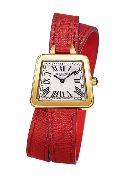 Bruno Magli Women's Emma 1143 Double Wrap Embossed Leather Strap Watch, 30mm