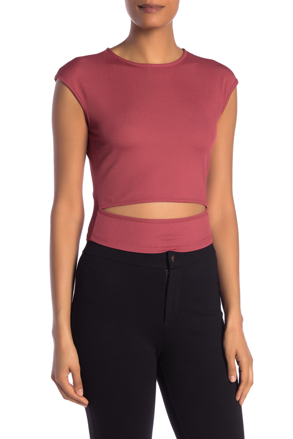 ribbed cutout top