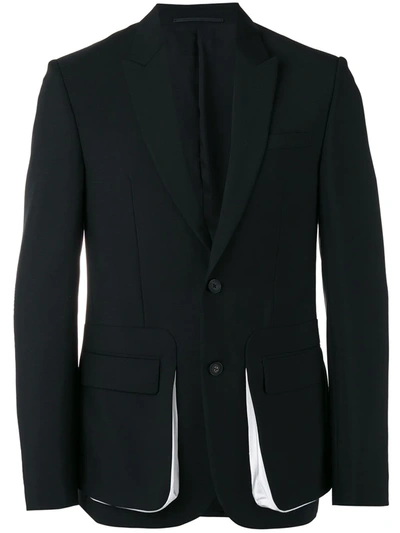 Givenchy Double Button Wool Blend Blazer In Black