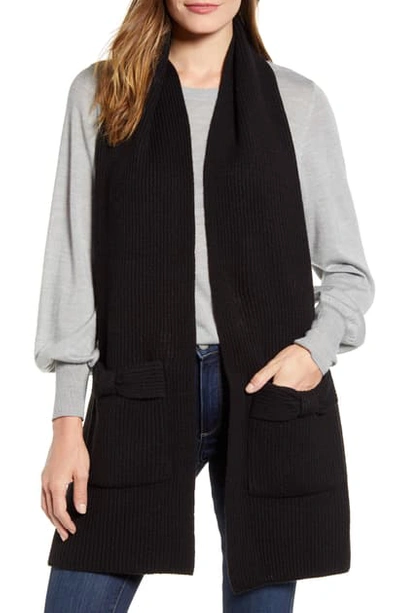 Kate Spade Solid Bow Knit Scarf In Black