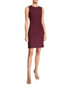 Theory Fitted Wool Sleeveless Sheath Dress In Deep Mulberry