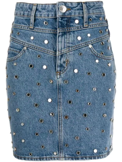 Sandro Avea Studded Denim Mini Skirt In Blue