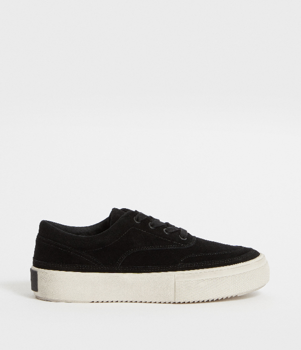 black suede platform sneakers