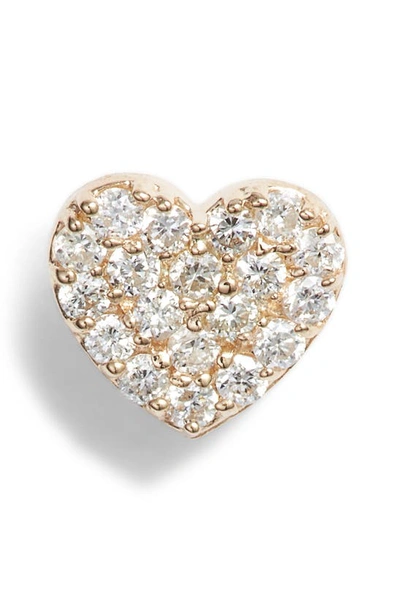 Anzie Pavé Diamond Single Heart Stud Earring In Gold/ Diamond
