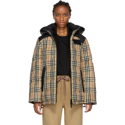 Burberry Newbattle Reversible Vintage Check Down Puffer Coat In Archive  Beige | ModeSens