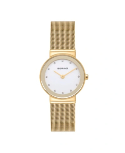 Bering Women's Crystal Gold-tone Stainless Steel Mesh Bracelet Watch 26mm