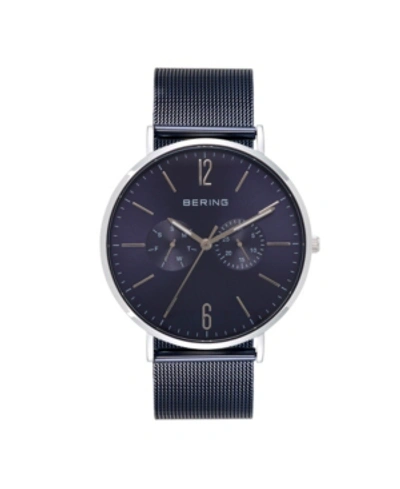 Bering Men's Multi-function Blue Stainless Steel Mesh Bracelet Watch 40mm