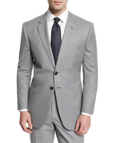 Giorgio Armani Taylor Mod-houndstooth Wool Sport Coat, Light Gray In No ...