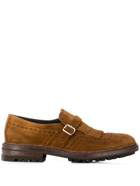 Henderson Baracco Fringed Detail Monk Shoes In Brown | ModeSens