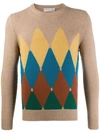 Ballantyne Geometric Print Jumper In Brown