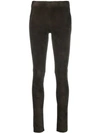 Arma Leather Skinny Trousers In Grey