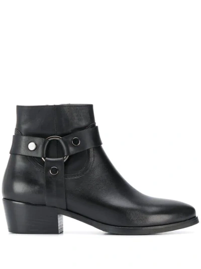 Albano Strap-embellished Ankle Boots In Black