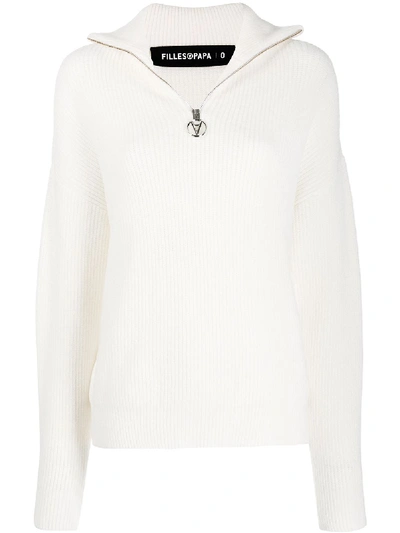 Filles À Papa Turtleneck Rib-knit Jumper In White