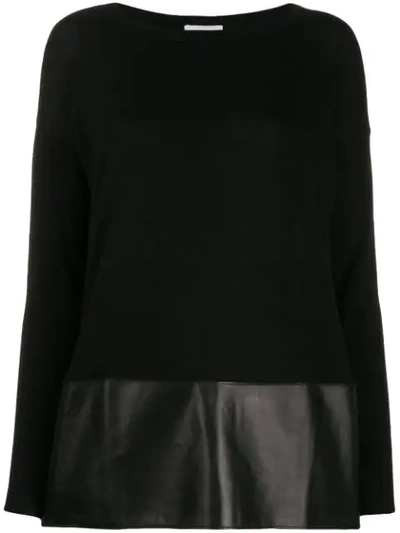 Snobby Sheep Faux-leather Hem Jumper In Black