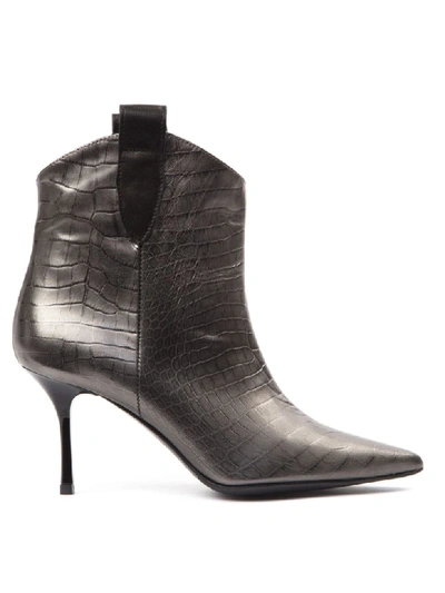 Marc Ellis Black Scaled Leather Ankle Boots
