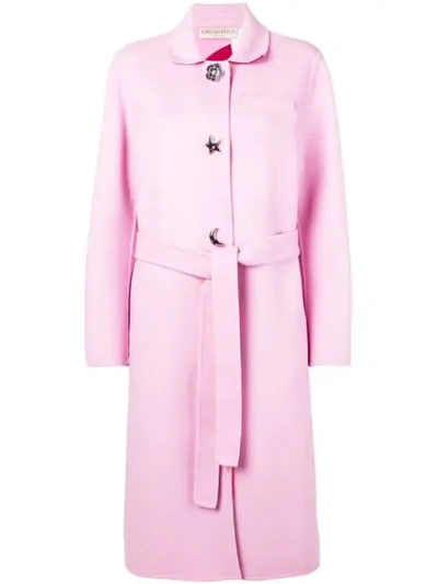 Emilio Pucci Single-breasted Belted Coat In Pink