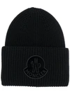 Moncler Logo Patch Beanie In 黑色