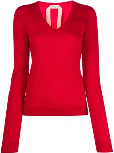 N°21 V-neck Knitted Jumper In Red
