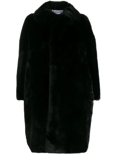 Comme Des Garçons Comme Des Garçons Oversized-mantel Aus Faux Fur In Black