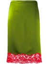 Versace Lace-trimmed Slip Skirt In Green