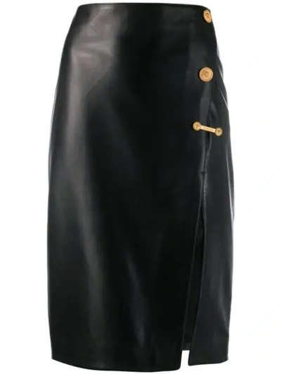 Versace Medusa Details Midi Skirt In Black