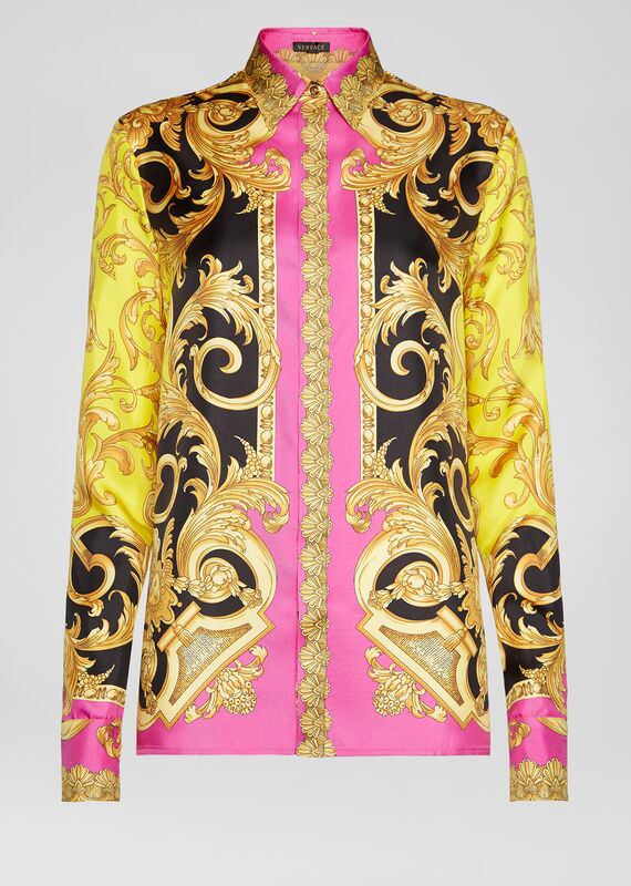 Versace Barocco Femme Print Silk Shirt | ModeSens