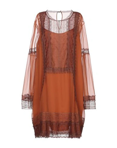 Alberta Ferretti Short Dresses In Brown