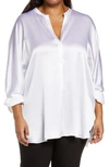 Vince Textured Double Pocket Blouse In Optic White