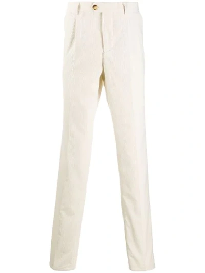 Brunello Cucinelli Ribbed Velvet Trousers In White