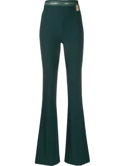 Elisabetta Franchi Colour Block Flared Trousers In Green