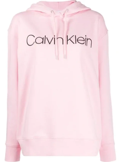 Calvin Klein Printed Logo Hoodie In Pink